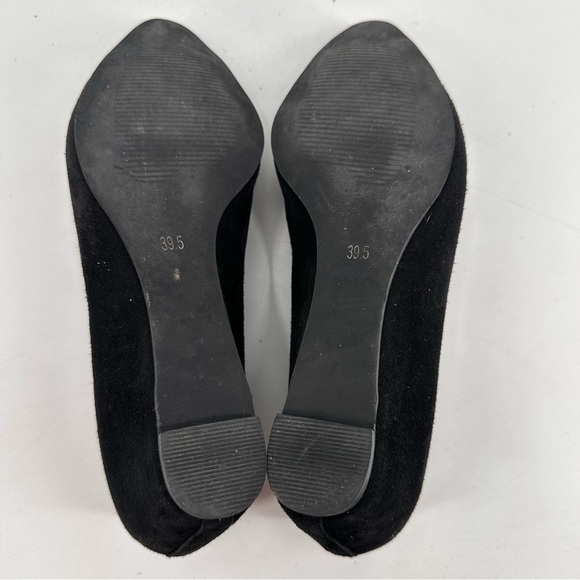 Anthropologie ALL BLACK Whipstitch Hidden Wedge Slip On Suede Booties Black 39.5 - Picture 7 of 7